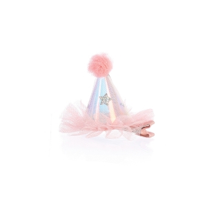 The Perfect Pink Starry Tulle Party Hat with Hair Pin