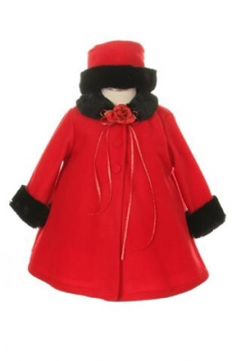 Red Baby Fleece Cape Coat