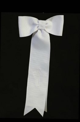 First Holy Communion Armband Style AB-3 White Armband with Embroidered Celtic Cross