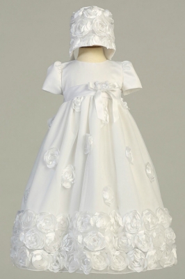 Girls Baptism Christening Gown Style CLARICE- WHITE Gown with Matching Bonnet