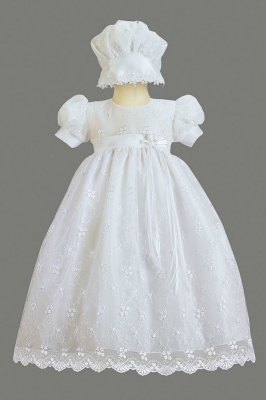 Christening-Baptism Style  EMMA- Embroidered Tulle Dress