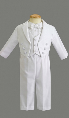 SALE JEFFREY- Long Sleeved Tuxedo with Pique Vest White Size 3-6 Months