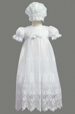 Christening-Baptism Style  MADISON- Embroidered Tulle Gown