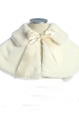 Flower Girl Cape Style C12 - Super Cute Fluffy Cape with Ribbon Tie in Choice of Color