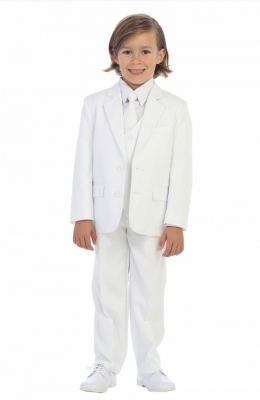 Boys Suit Style 4008- Boys 5 Piece Suit in White