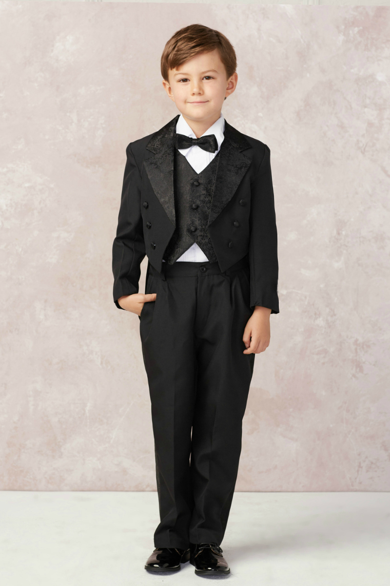 Boys Suit Style 4013- 5 Piece Tuxedo Set- Choice of Black or White