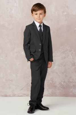 Boys Suit Style 4016 - SLIM FIT Boys 5 Piece Suit in Dark Gray