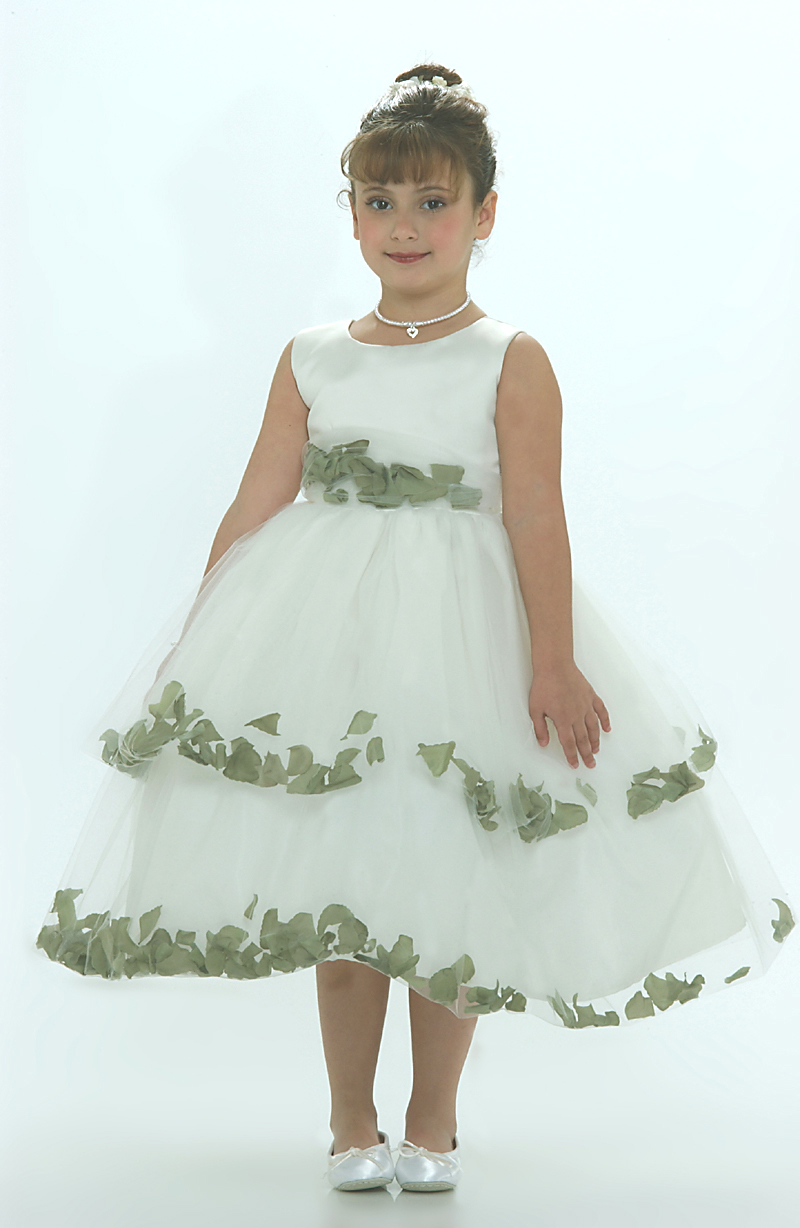 TT_5251G - Flower Girl Dress-5251 Ivory Sleeveless Double Layer Satin ...
