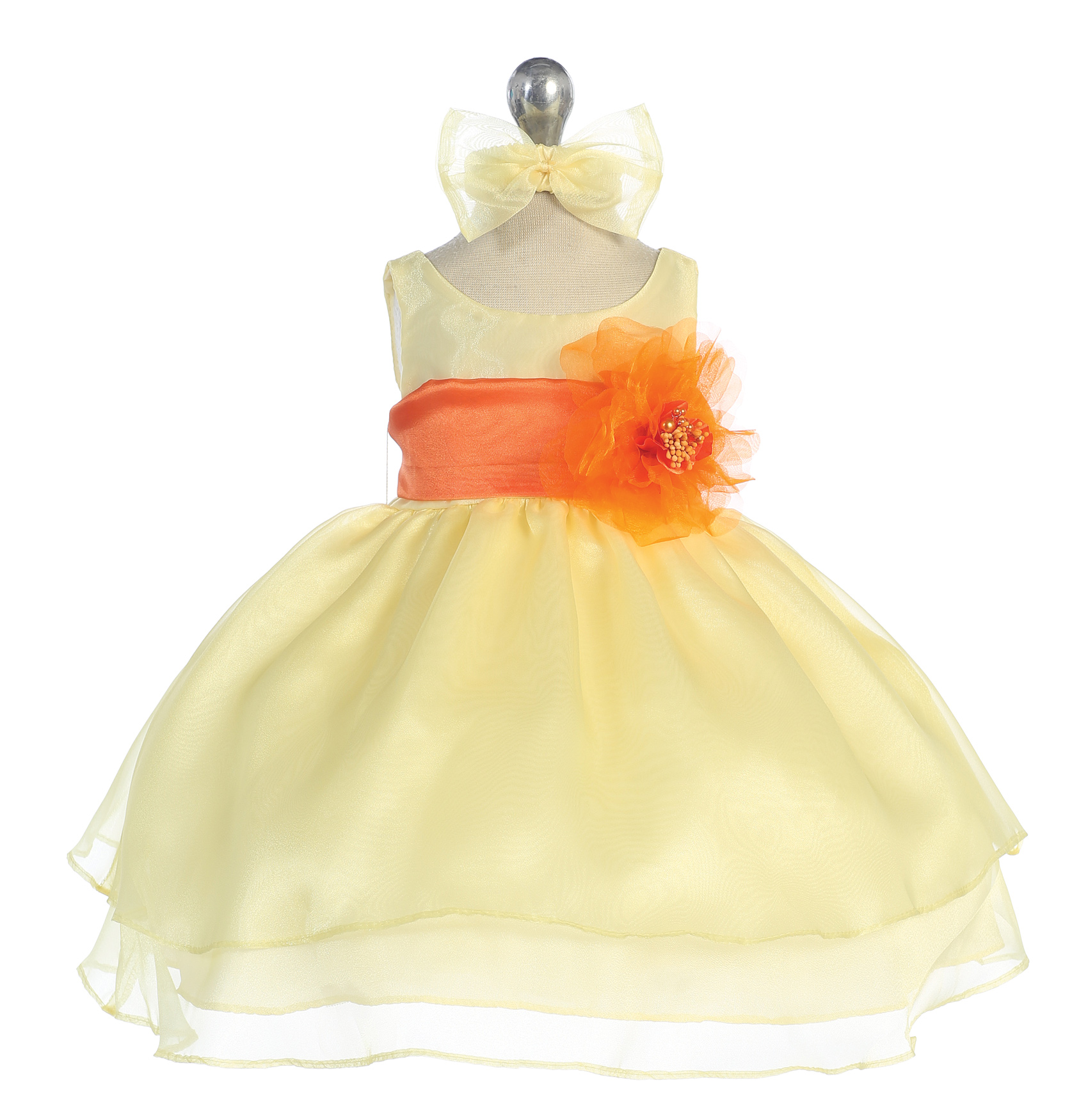 CA_B574Y Girls Dress Style 574 YELLOW Dress with Choice of 25 Sash