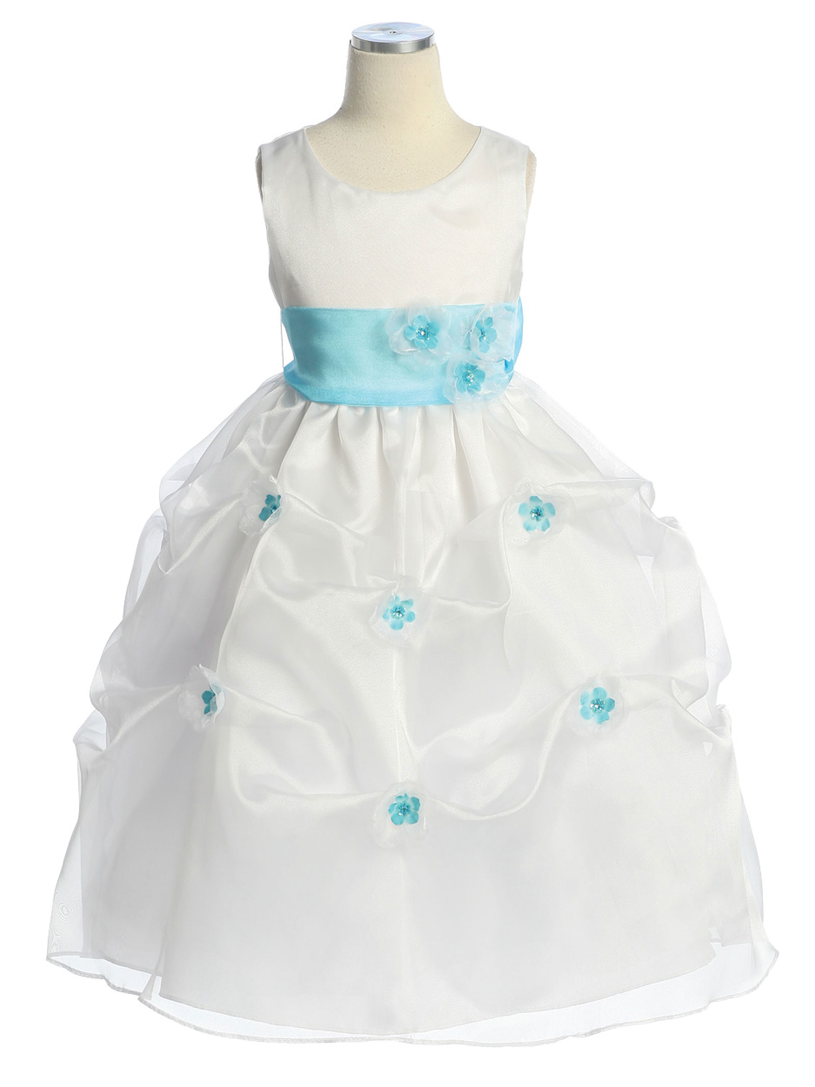 CA_D513TUR Girls Dress Style 513 Choice of White or Ivory Dress