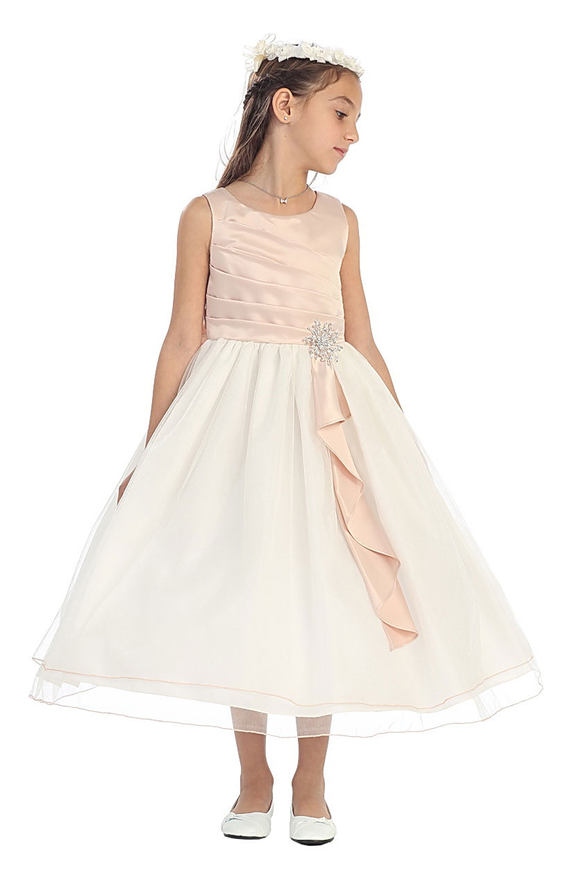 CB_0303TAU_14 Girls Dress Style 0303 Satin Tulle