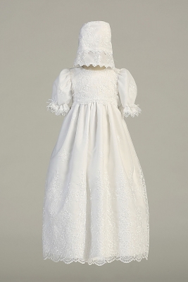 Girls Baptism Christening Gown Style EMILY- Embroidered Organza Long Gown