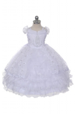 Girls Dress Style 393- WHITE Baptism and Christening Set with Virgin Mary