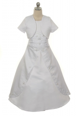 Girls Dress Style 540- Satin Sleeveless Aline Dress with Matching Bolero