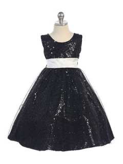 Black tulle and sequin girls dress
