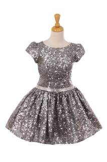 Silver Sequin Holiday Dress for Girls