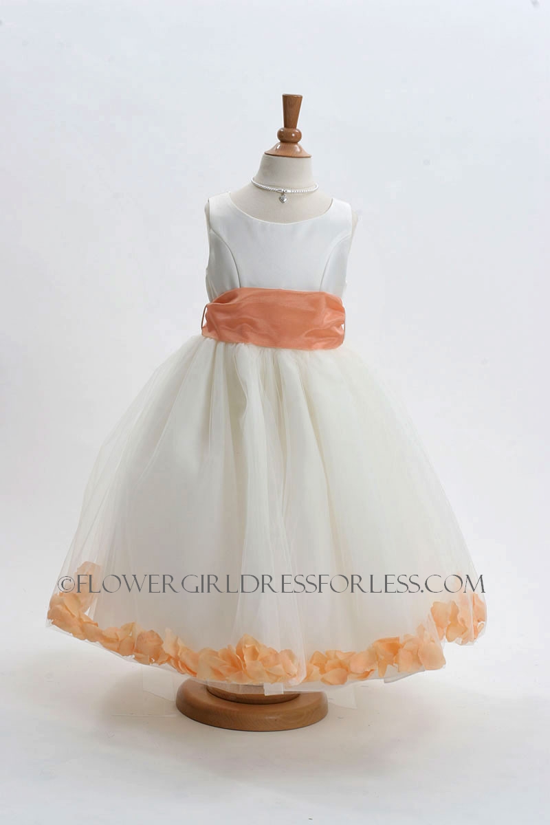 White and peach flower girl dresses cheap