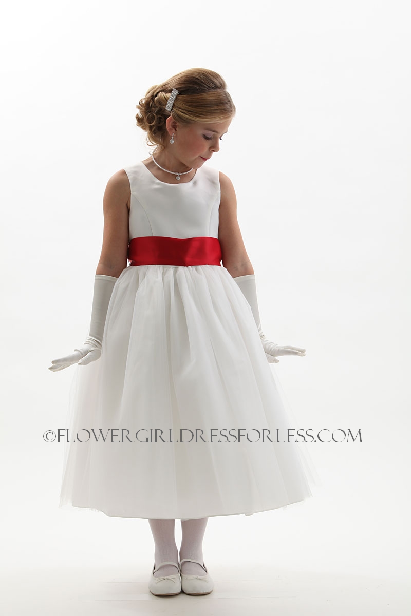 TT 5700IAR Flower Girl Dress Style 5700 White or Ivory Dress with Choice of Sash Corals Peaches Oranges Flower Girl Dresses Flower Girl Dress For Less
