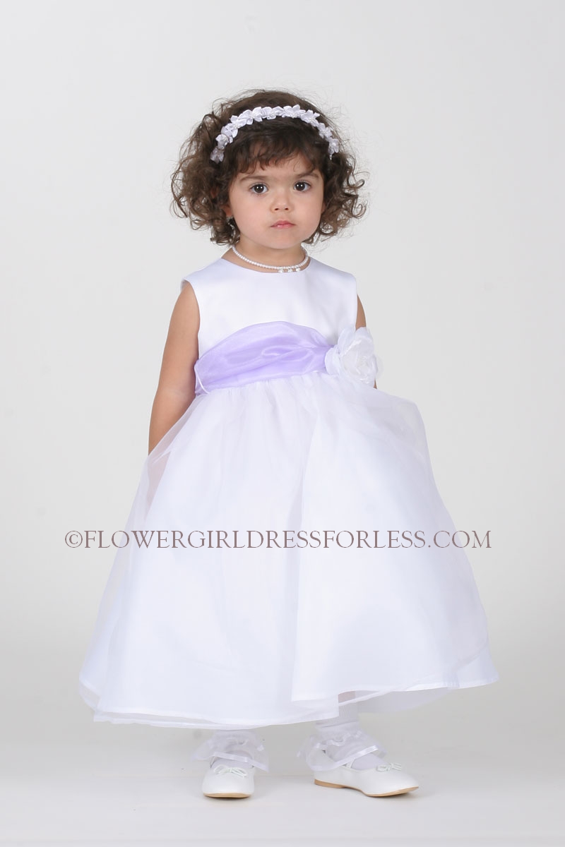 lilac and white flower girl dresses