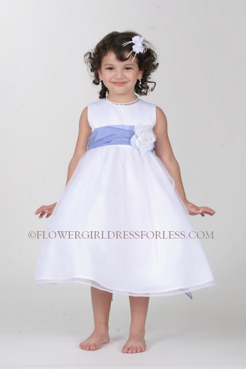 Tt 5378 Pb Flower Dress Choice Of Ivory Or White Flower Dress 5378 Choice Of Ivory Or White W Periwinkle Sash And