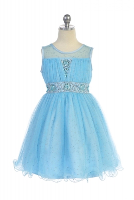 Girls Dress Style DR012- Sparkly Tulle Short Dress in Choice of Color