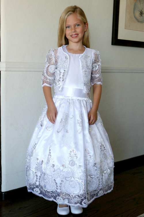white satin girls dress