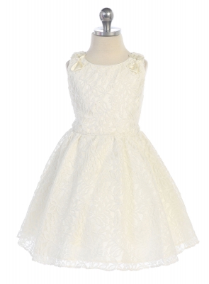 Girls Dress Style DR3097 - Lace and Charmeuse Dress in Choice of Color