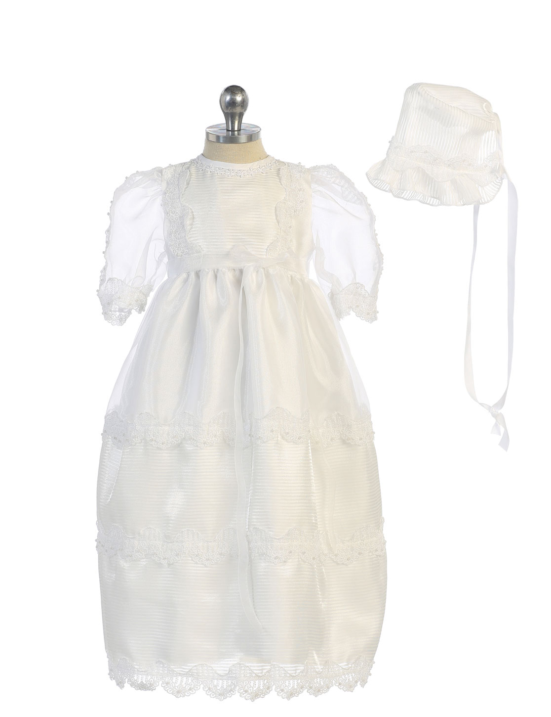 Girls Baptism and Christening Dress Style DR492 - Organza and Lace Gown with Mat