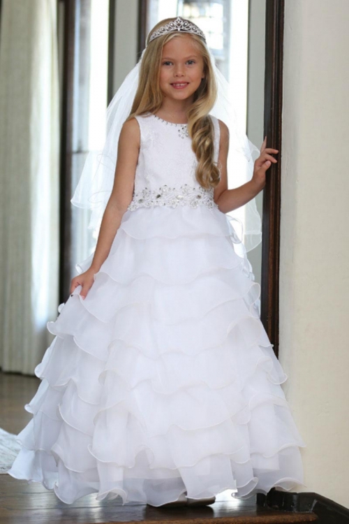 organza ruffle flower girl dress