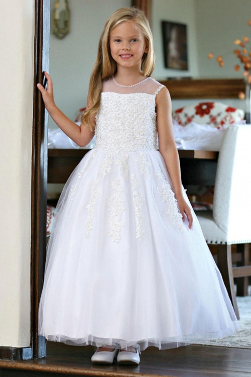 white flower girl dress size 16