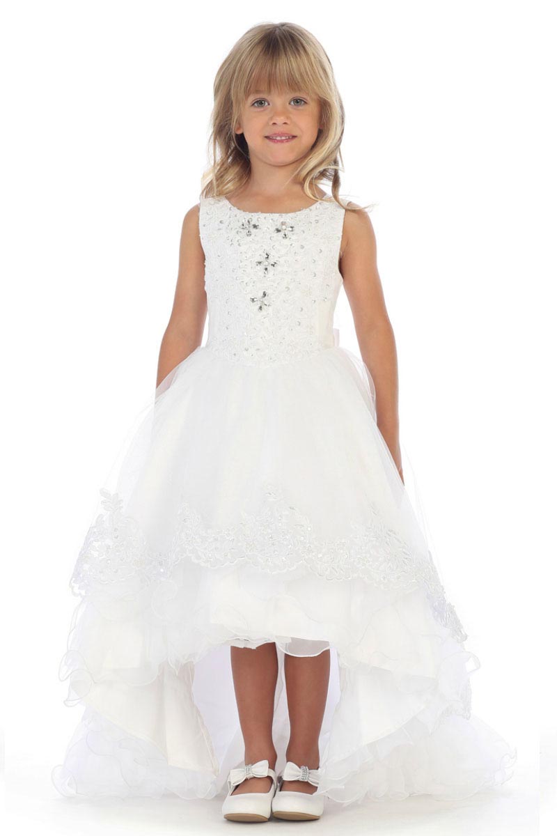 Girls Dress Style DR5207 - Satin and Tulle High Low Dress in Choice of Color