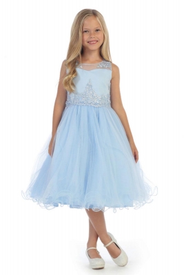Baby Toddler Kids Flower Girls Silver Tulle Dress Pageant Christmas Holidays 505 