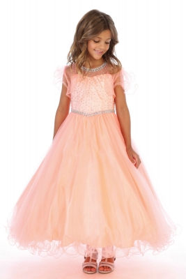 Girls Dress Style DR5278 - Satin and Tulle Gown with Beaded Bodice Dress in Choice of Color