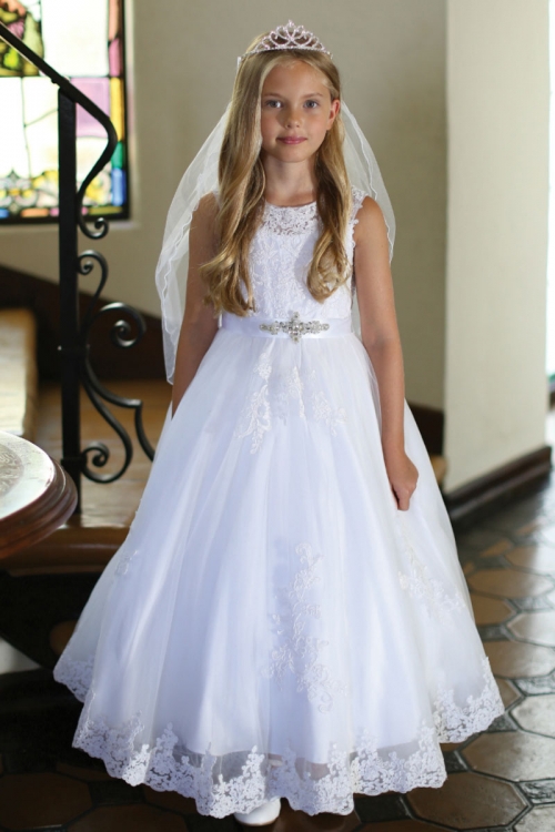 girls white satin dress