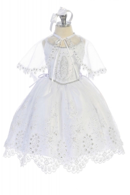 Girls Dress Style DR6305- WHITE- Our Lady of Guadalupe Dress with Matching Cape
