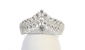 Girls Rhinestone Tiara Style T-1213- SILVER Rhinestone Tiara