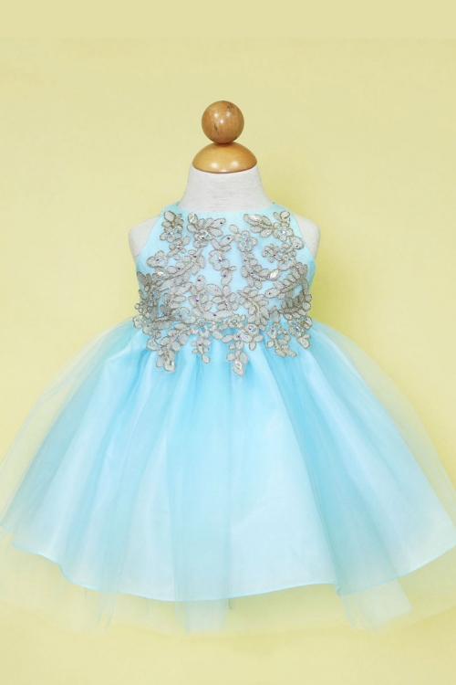 light blue and gold dress