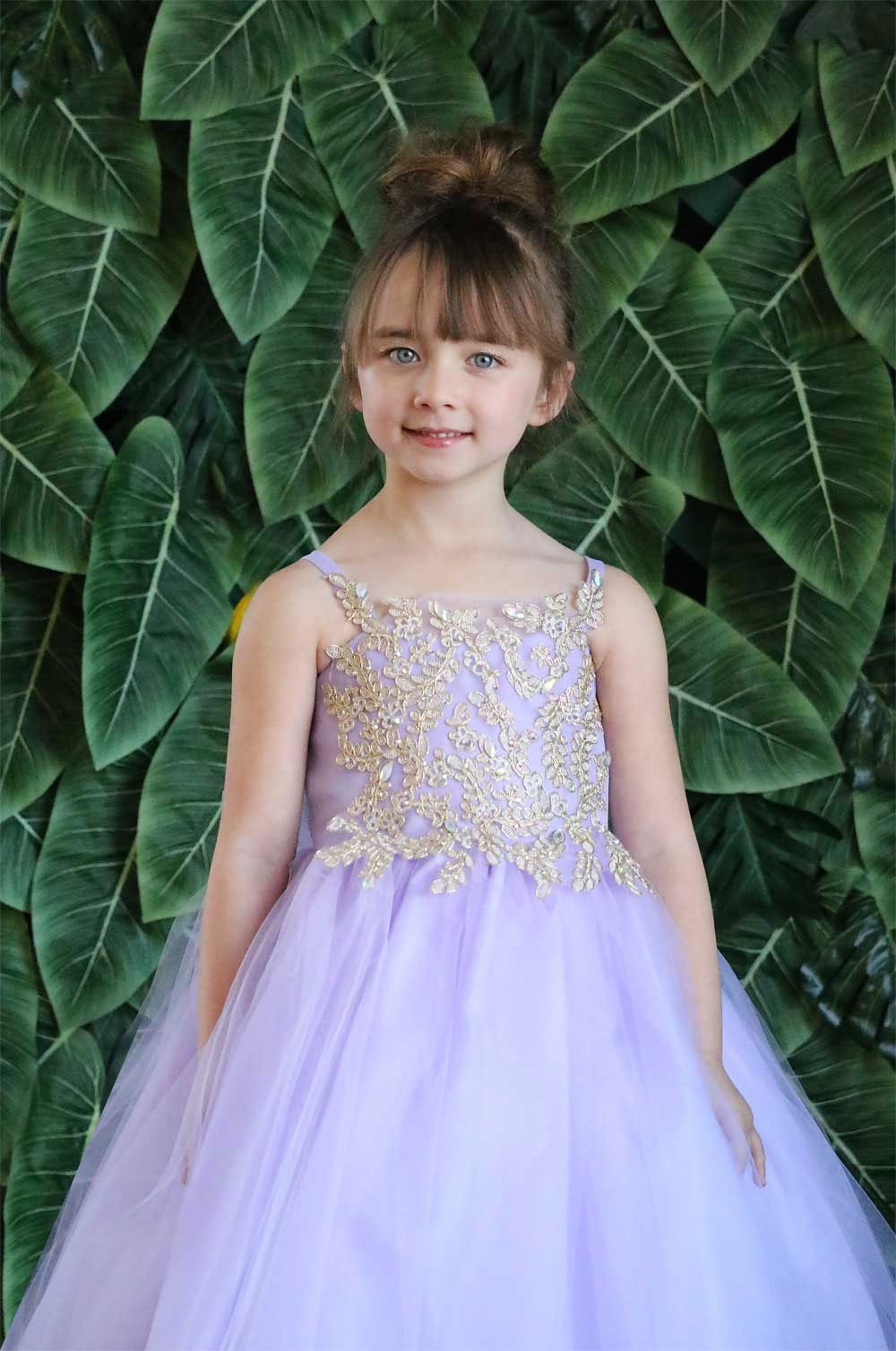 CA_D778LGD - Girls Dress Style D778 - LILAC-GOLD - Embroidered Bodice with  Tulle Skirt - New Items - Flower Girl Dresses - Flower Girl Dress For Less