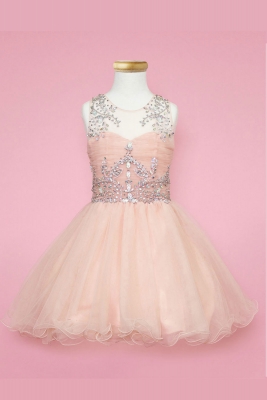 Girls Dress Style TY003 - BLUSH Beautifully Beaded Short Party Dress