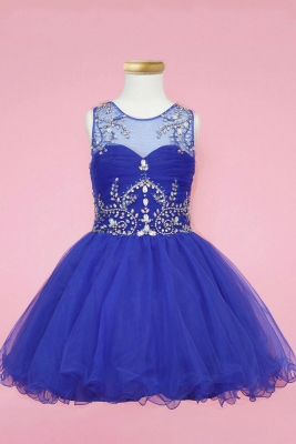 Girls Dress Style TY003 - ROYAL Beautifully Beaded Short Party Dress