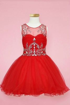 Girls Dress Style TY003 - RED Beautifully Beaded Short Party Dress