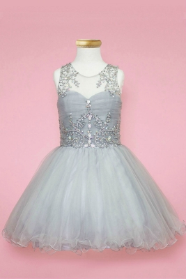 Girls Dress Style TY003 - SILVER Beautifully Beaded Short Party Dress