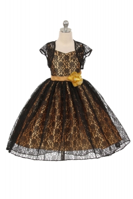black lace flower girl dress