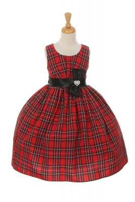 Girls Dress Style 1168 - Tartan Plaid Dress with Front Bow in Choice of Color