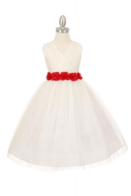 Girls Dress Style 1220 - IVORY Dress with 14 Sash Options