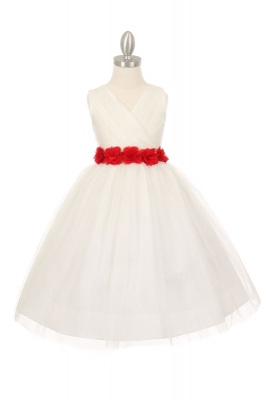 Girls Dress Style 1220 - IVORY Dress with 14 Sash Options