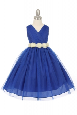 Girls Dress Style 1220 - ROYAL BLUE Dress with 14 Sash Options