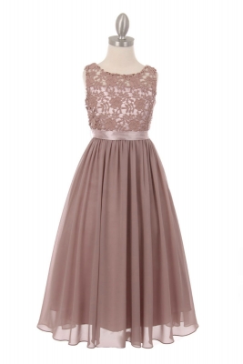 SALE Lace and Crepe Dress in Dusty Rose
