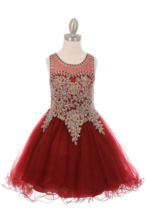 Burgundy and gold flower best sale girl dresses