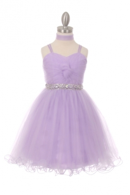 Girls Dress Style 5019 - Lilac Spaghetti Strap Short Tulle Party Dress